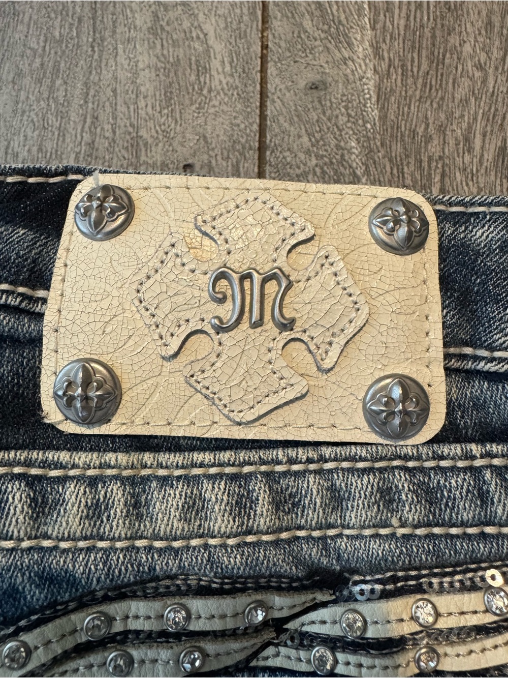 Miss Me Denim Jeans with Embroidered Pocket Detail - Blue - Picture 2 of 8